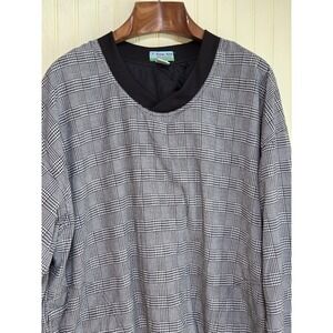 Vintage Winner Mate Golf Pullover Mens Large Black White Plaid Nylon Windbreaker